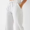 Pantaloni drepti din bumbac, cu talie cu nervuri Pantaloni drepti din bumbac, cu talie cu nervuri