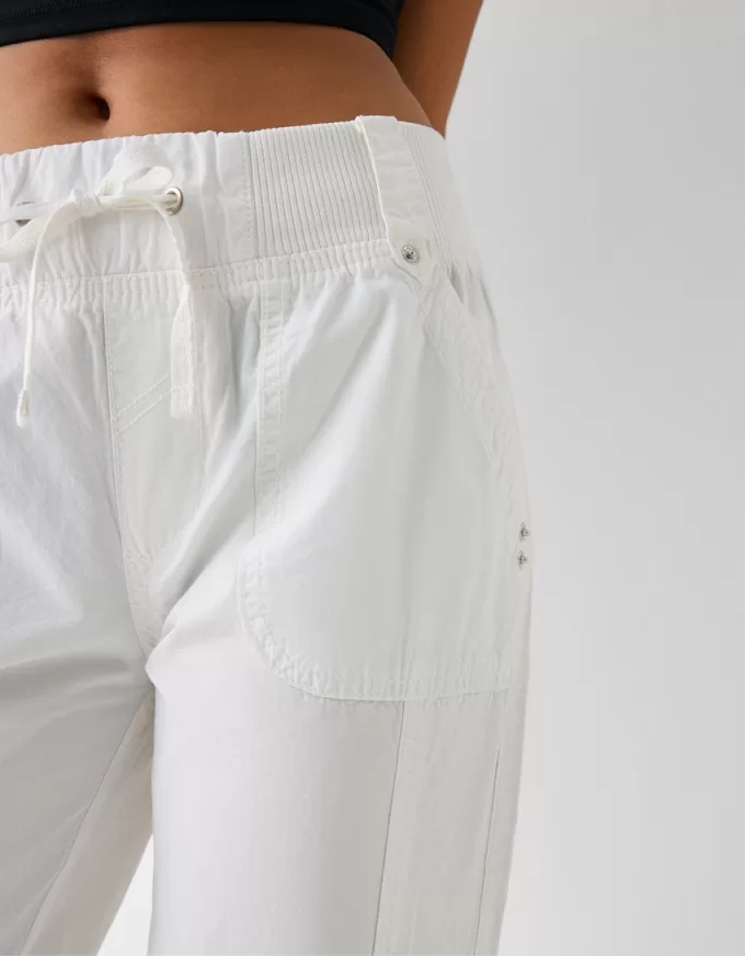 Pantaloni drepti din bumbac, cu talie cu nervuri Pantaloni drepti din bumbac, cu talie cu nervuri