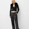 Pantaloni drepti din imitatie de piele