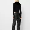 Pantaloni drepti din imitatie de piele