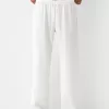 Pantaloni drepti din tricot vafe