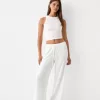 Pantaloni drepti din tricot vafe