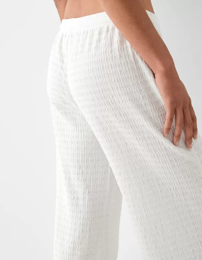 Pantaloni drepti din tricot vafe