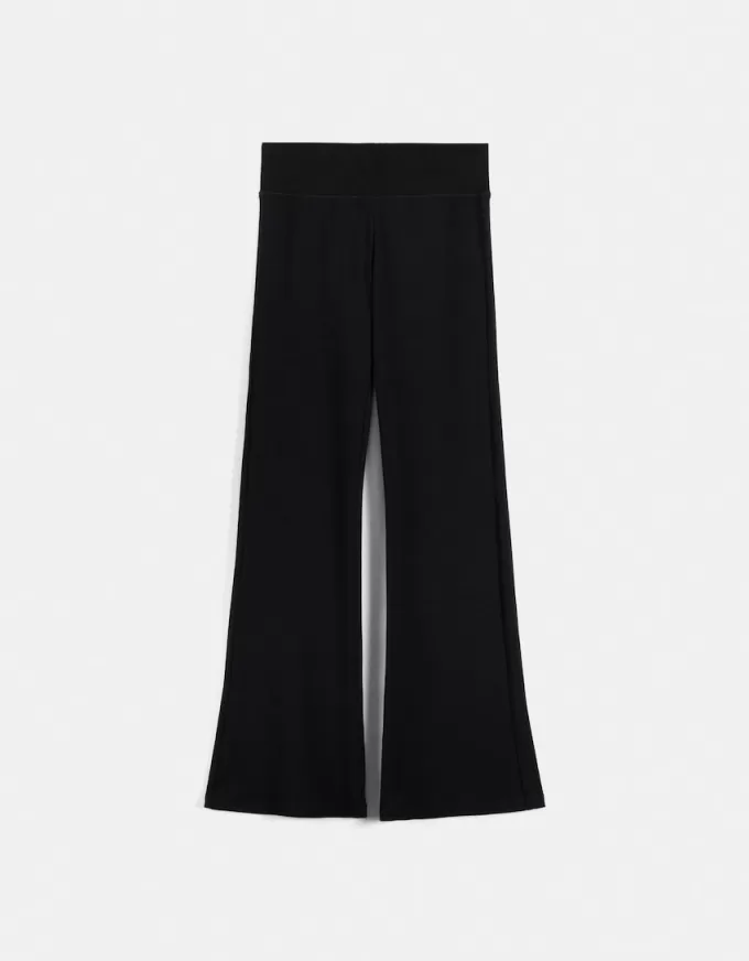 Pantaloni evazați cu nervuri în talie Pantaloni evazați cu nervuri în talie