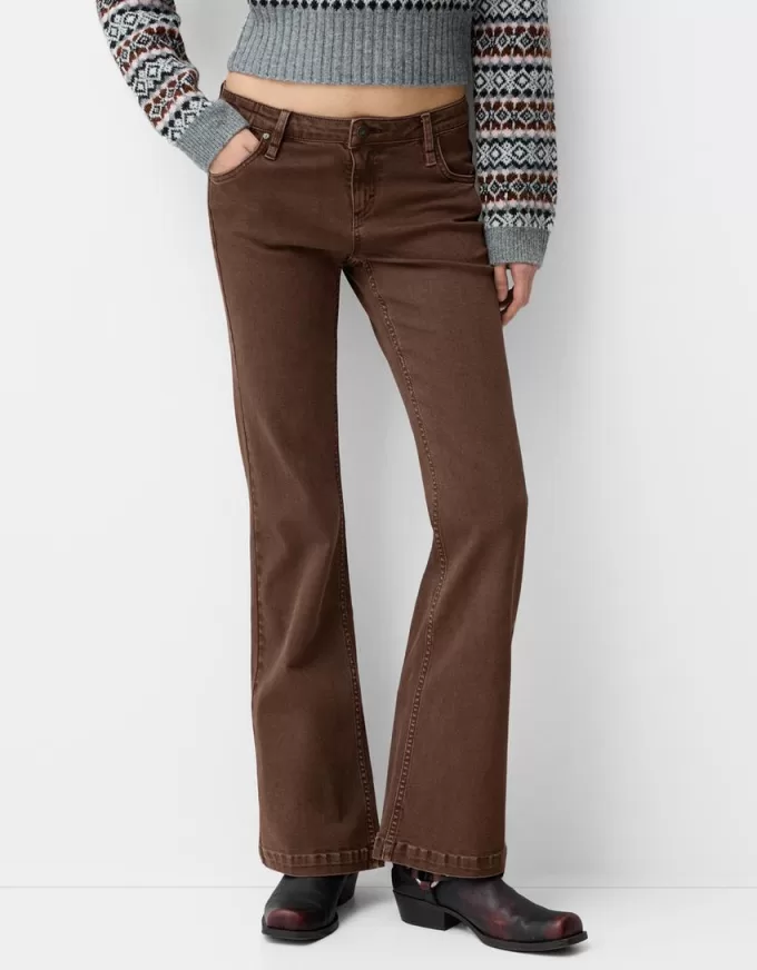 Pantaloni evazați din twill Pantaloni evazați din twill