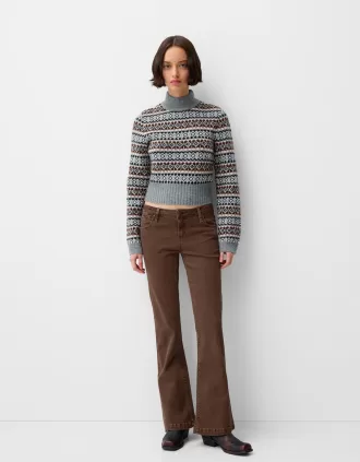 Pantaloni evazați din twill
