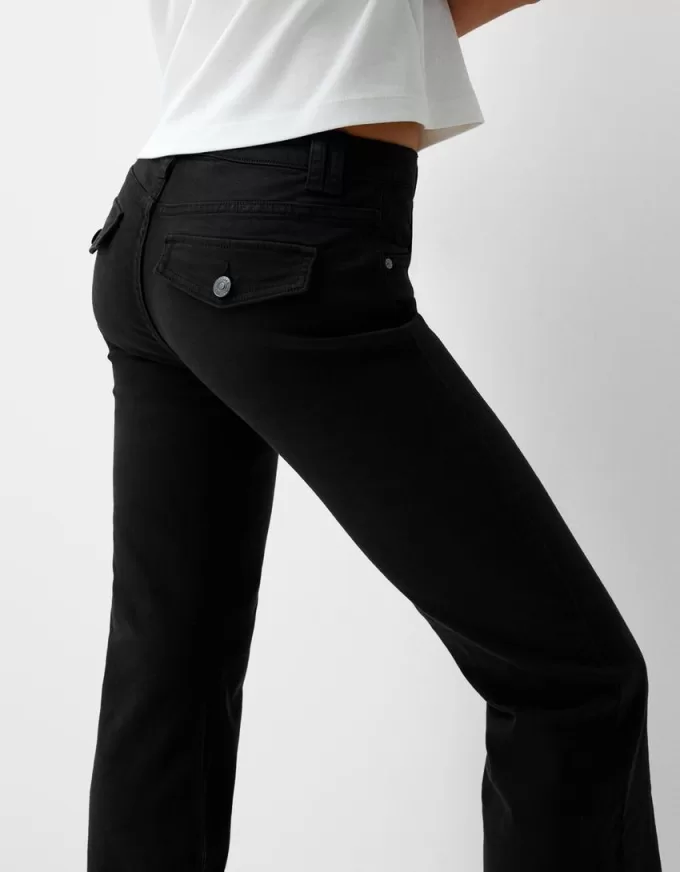 Pantaloni evazați din twill