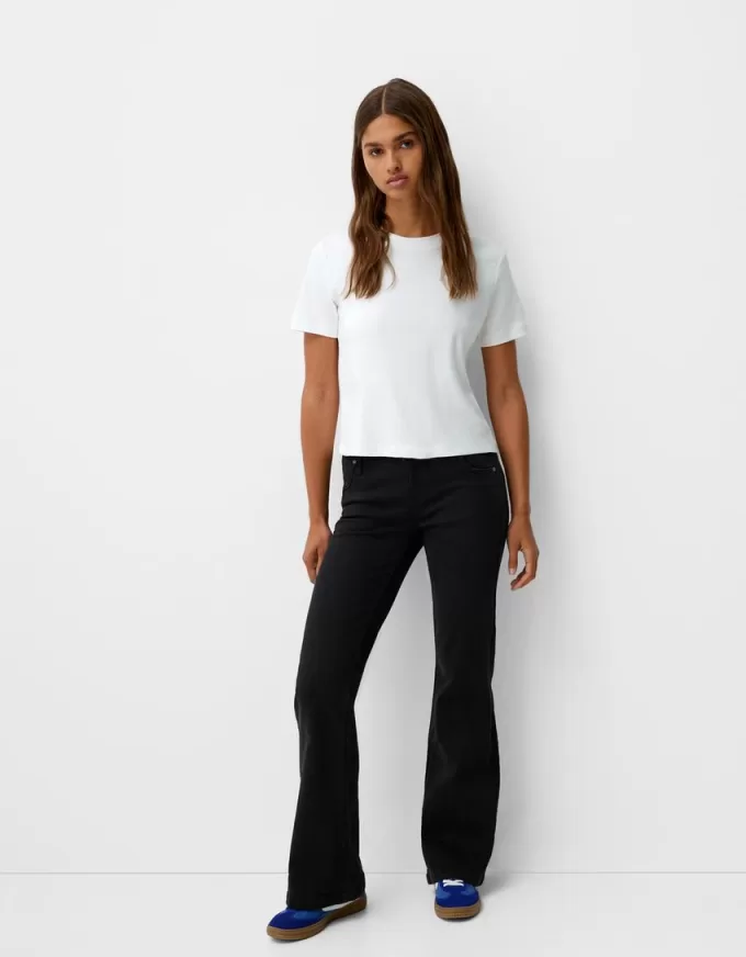 Pantaloni evazați din twill