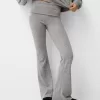 Pantaloni evazați la atingere moale, cu talie rabatabilă Pantaloni evazați la atingere moale, cu talie rabatabilă