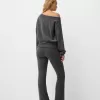 Pantaloni evazați la atingere moale, cu talie rabatabilă Pantaloni evazați la atingere moale, cu talie rabatabilă