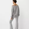 Pantaloni evazați la atingere moale, cu talie rabatabilă Pantaloni evazați la atingere moale, cu talie rabatabilă