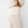 Pantaloni evazați la atingere moale, cu talie rabatabilă Pantaloni evazați la atingere moale, cu talie rabatabilă