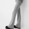 Pantaloni evazați la atingere moale, cu talie rabatabilă Pantaloni evazați la atingere moale, cu talie rabatabilă