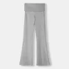Pantaloni evazați la atingere moale, cu talie rabatabilă Pantaloni evazați la atingere moale, cu talie rabatabilă