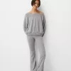 Pantaloni evazați la atingere moale, cu talie rabatabilă Pantaloni evazați la atingere moale, cu talie rabatabilă