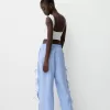 Pantaloni fluidi cu legături laterale Pantaloni fluidi cu legături laterale