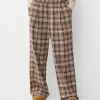 Pantaloni în carouri cu potrivire dreaptă Pantaloni în carouri cu potrivire dreaptă