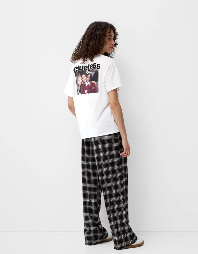 Pantaloni în carouri cu potrivire dreaptă Pantaloni în carouri cu potrivire dreaptă