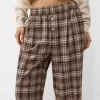 Pantaloni în carouri cu potrivire dreaptă Pantaloni în carouri cu potrivire dreaptă