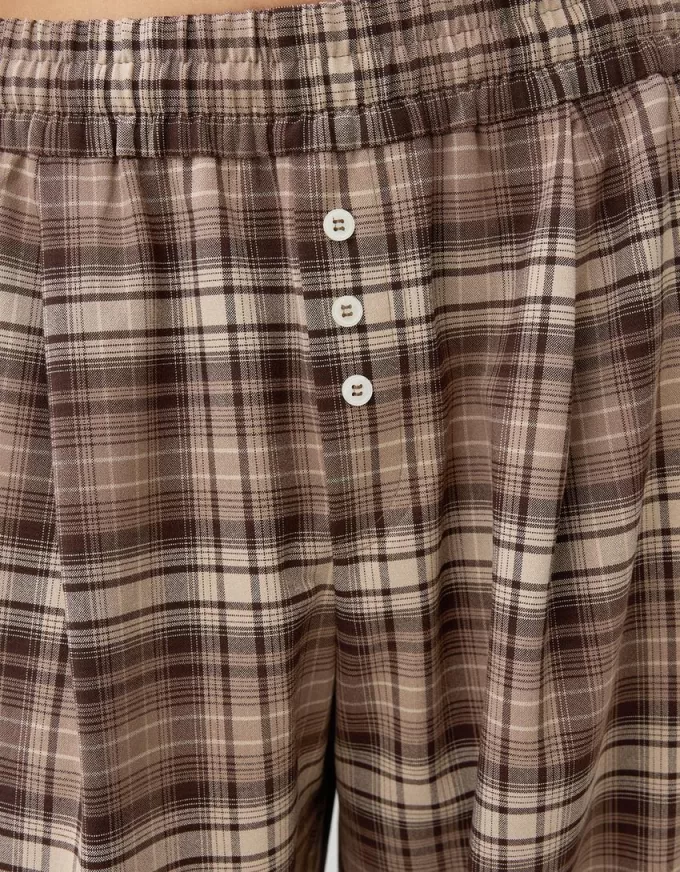 Pantaloni în carouri cu potrivire dreaptă Pantaloni în carouri cu potrivire dreaptă