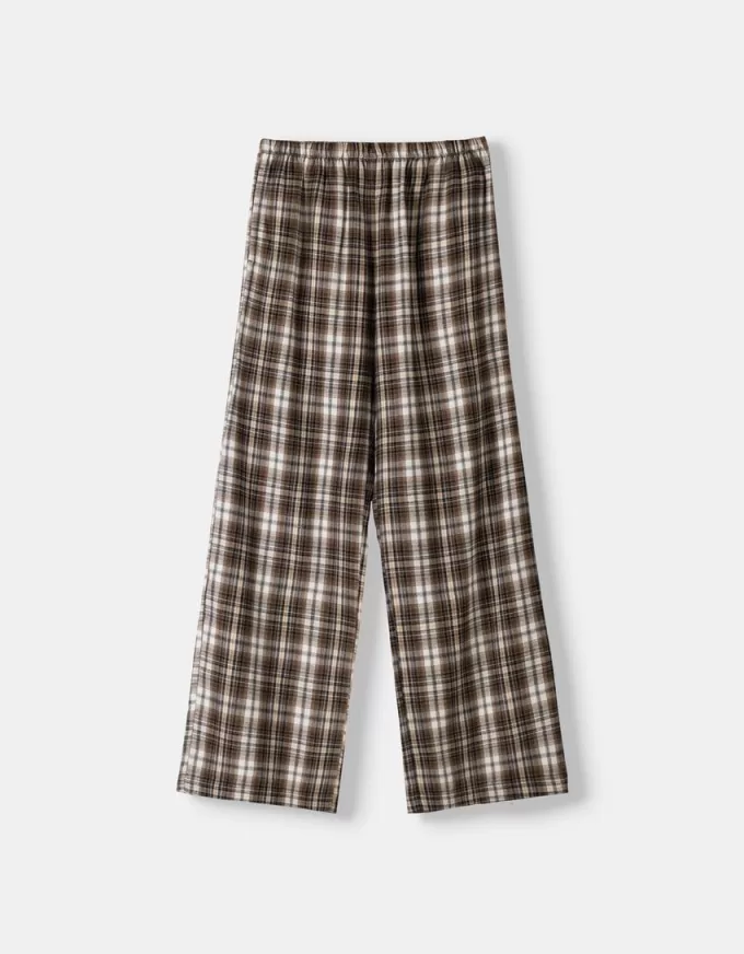 Pantaloni în carouri cu potrivire dreaptă Pantaloni în carouri cu potrivire dreaptă