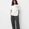 Pantaloni în carouri cu potrivire dreaptă Pantaloni în carouri cu potrivire dreaptă