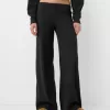 Pantaloni largi cu coaste la atingere moale Pantaloni largi cu coaste la atingere moale