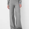 Pantaloni largi cu coaste la atingere moale Pantaloni largi cu coaste la atingere moale