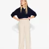 Pantaloni largi cu coaste la atingere moale Pantaloni largi cu coaste la atingere moale