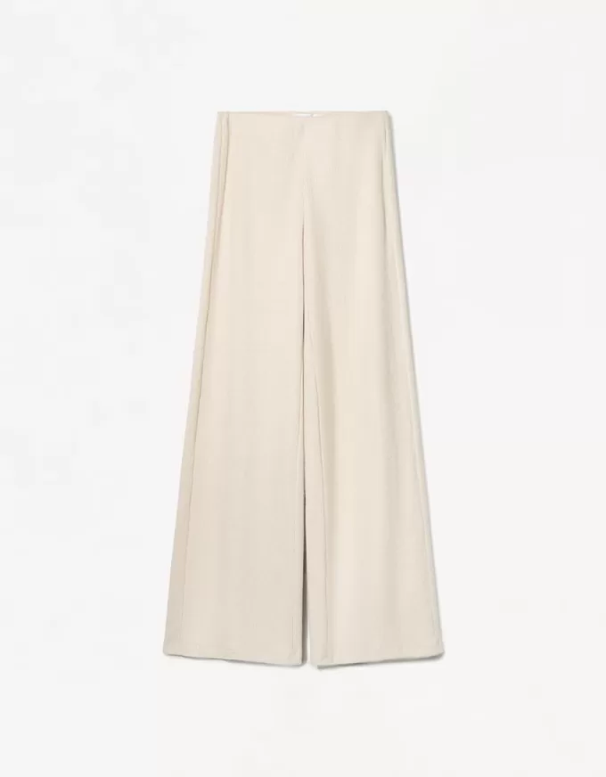 Pantaloni largi cu coaste la atingere moale Pantaloni largi cu coaste la atingere moale