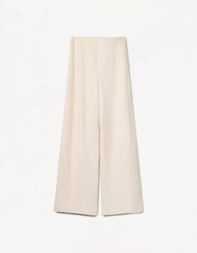 Pantaloni largi cu coaste la atingere moale Pantaloni largi cu coaste la atingere moale