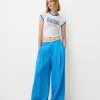 Pantaloni largi din poplin
