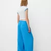 Pantaloni largi din poplin