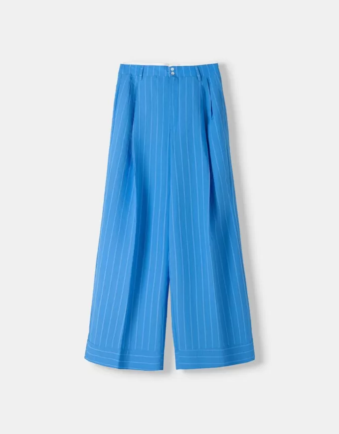 Pantaloni largi din poplin