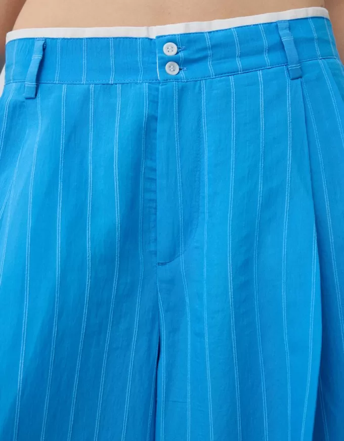 Pantaloni largi din poplin