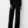Pantaloni lați cu relief în relief Pantaloni lați cu relief în relief