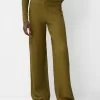 Pantaloni lați cu relief în relief Pantaloni lați cu relief în relief