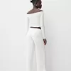 Pantaloni lați cu relief în relief Pantaloni lați cu relief în relief