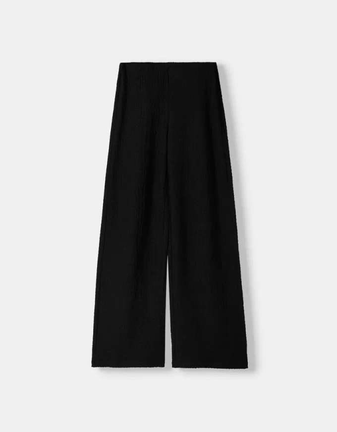 Pantaloni lați cu relief în relief Pantaloni lați cu relief în relief