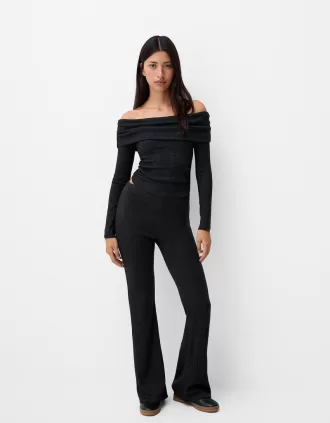 Pantaloni pantaloni evazați cu coaste