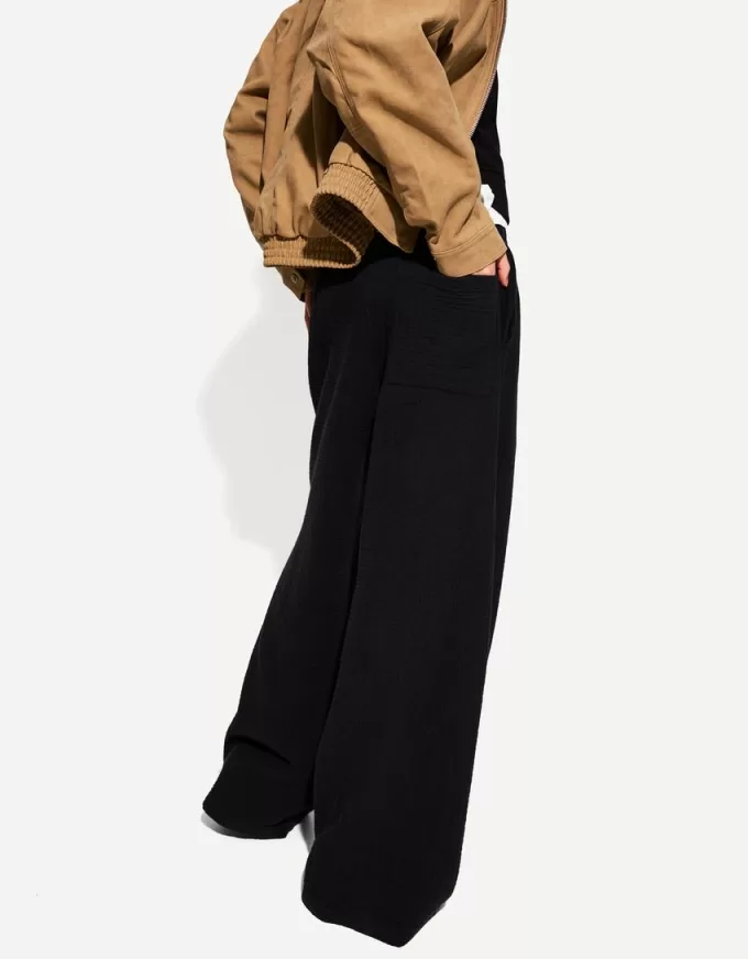 Pantaloni rustici din pânză dublă cu picioare largi Pantaloni rustici din pânză dublă cu picioare largi