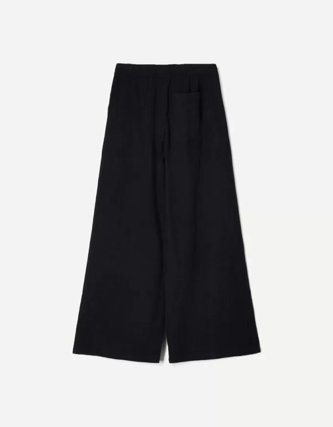 Pantaloni rustici din pânză dublă cu picioare largi Pantaloni rustici din pânză dublă cu picioare largi