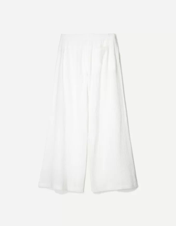 Pantaloni rustici din pânză dublă cu picioare largi Pantaloni rustici din pânză dublă cu picioare largi