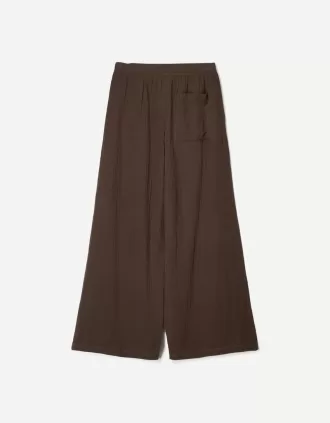 Pantaloni rustici din pânză dublă cu picioare largi