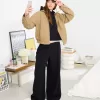 Pantaloni rustici din pânză dublă cu picioare largi Pantaloni rustici din pânză dublă cu picioare largi