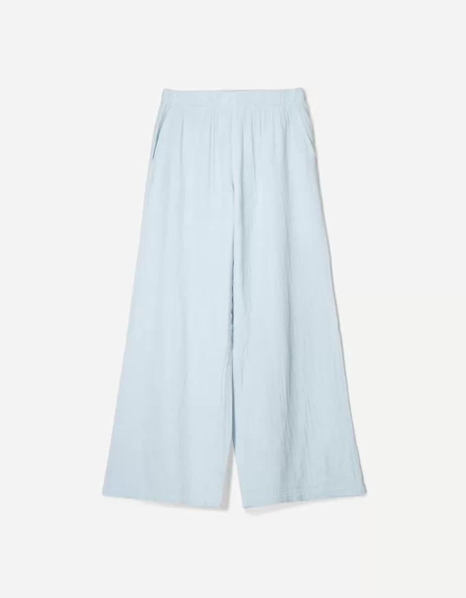 Pantaloni rustici din pânză dublă cu picioare largi Pantaloni rustici din pânză dublă cu picioare largi