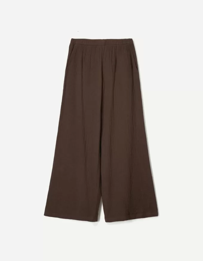 Pantaloni rustici din pânză dublă cu picioare largi Pantaloni rustici din pânză dublă cu picioare largi