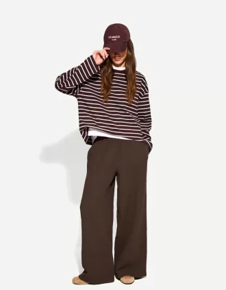 Pantaloni rustici din pânză dublă cu picioare largi