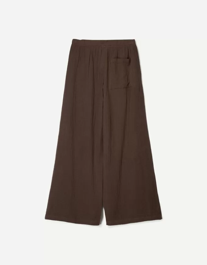 Pantaloni rustici din pânză dublă cu picioare largi Pantaloni rustici din pânză dublă cu picioare largi