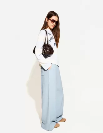 Pantaloni rustici din pânză dublă cu picioare largi